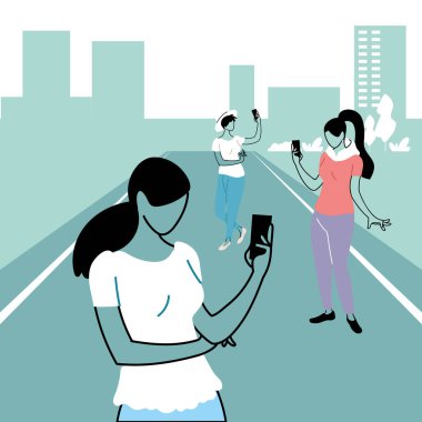 Şehirde cep telefonu olan gençler