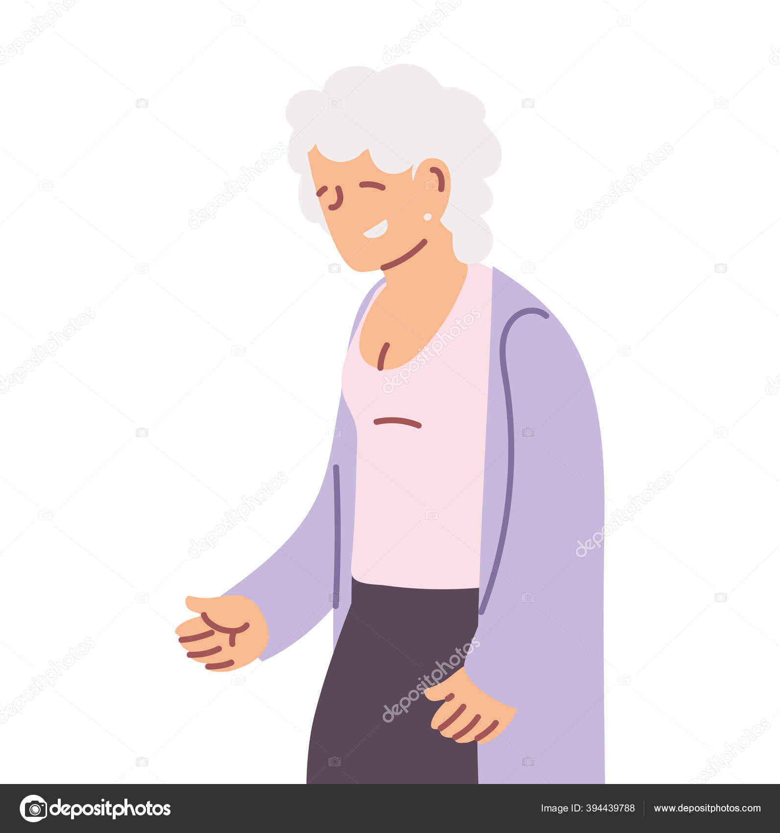 Nenek Wanita Tua Tersenyum Kartun Stok Vektor Djv 394439788
