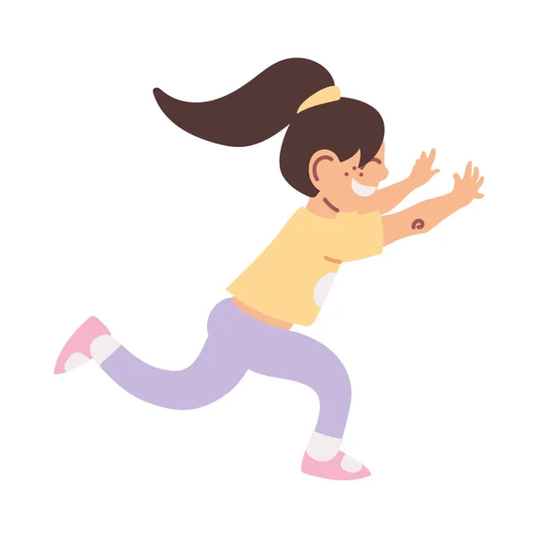 Niña sonriendo corriendo dibujos animados — Vector de stock