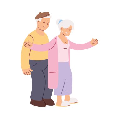 çizgi film yaşlıları ve büyükanneleri gülümsüyor.