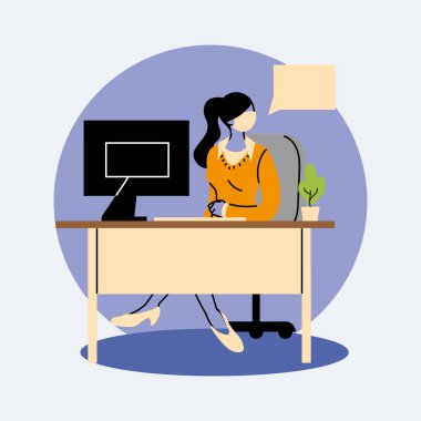 Konuşma balonlu tıbbi maske takan sekreter