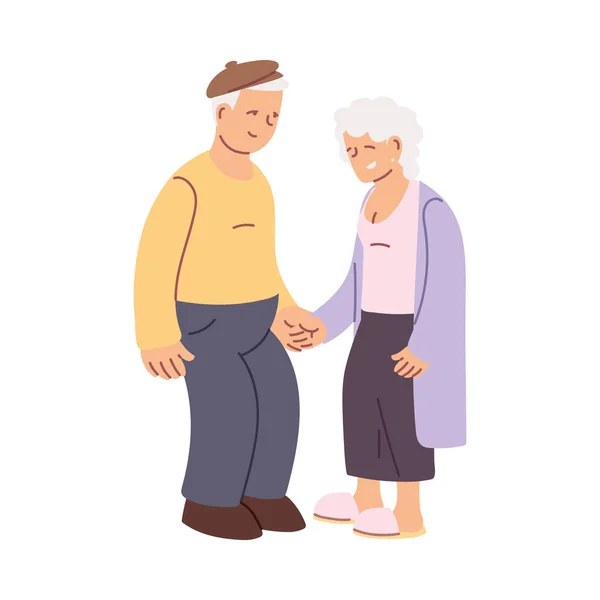 Cartoon elderly grandparents couple smiling — Stock Vector