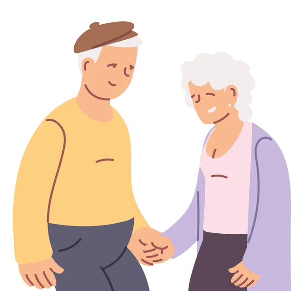 Мультфильм пожилые бабушка и дедушка пара улыбается — стоковый вектор