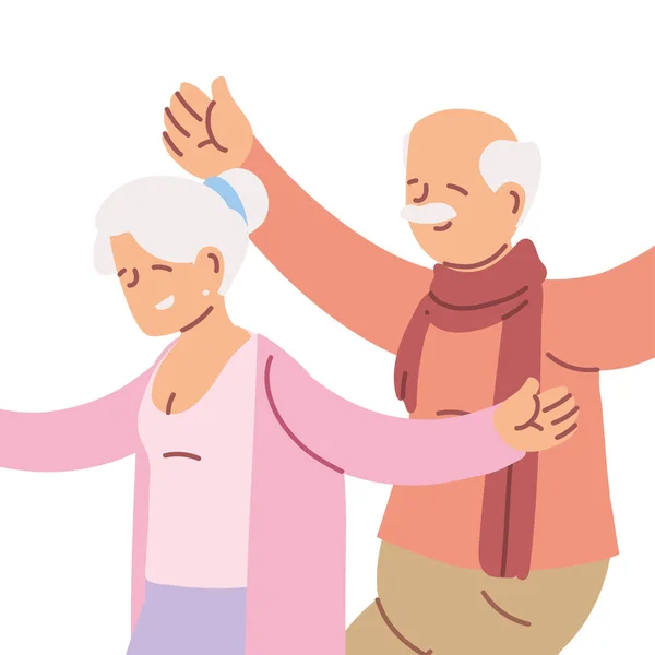 Desenho animado idosos avós casal sorrindo —  Vetores de Stock