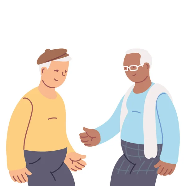 Καρτούν ηλικιωμένους παππούδες χαμογελώντας και μοιράζονται — Διανυσματικό Αρχείο