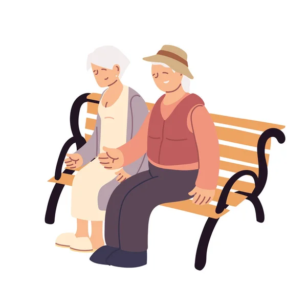 Old couple sitting on a bench — Stock Vector