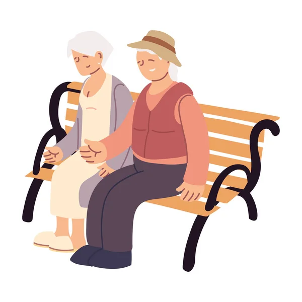 Old people sitting on a bench — Stock Vector