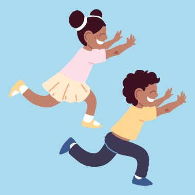 Erkek ve kız yarış oynuyorlar.