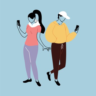 Akıllı telefon kullanan birkaç kişi, cep telefonlu kadın ve erkek.