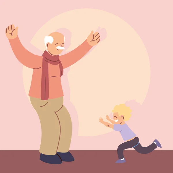 Abuelo con nieto, feliz día de los abuelos — Archivo Imágenes Vectoriales
