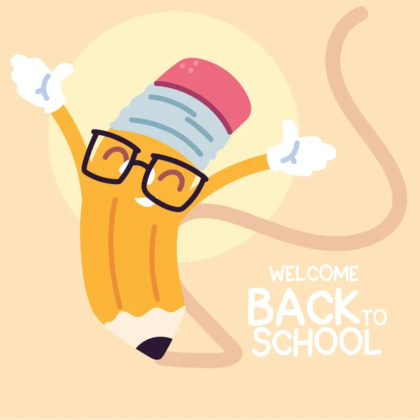 Welcome back to school, wooden pencil — Stock Vector
