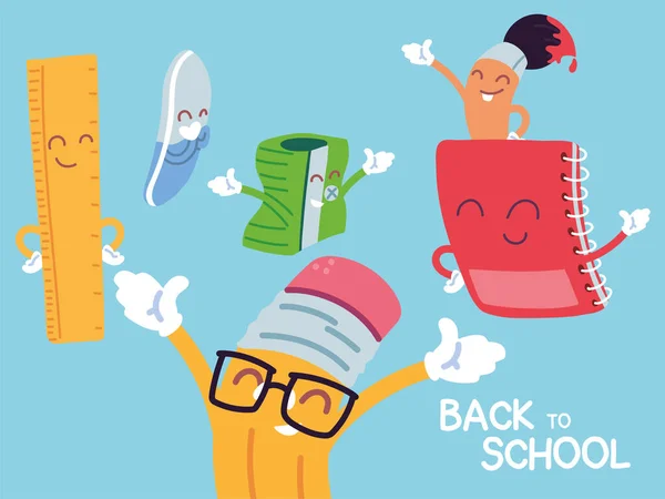 Vissza az iskolába banner, színes vissza az iskolai sablon — Stock Vector
