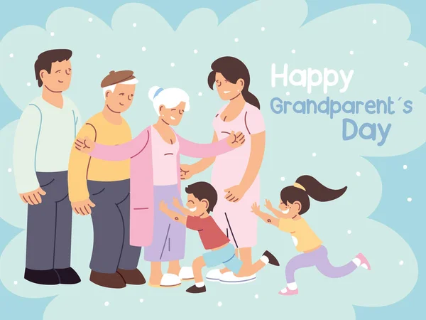 Happy family, parents, grandparents and child celebrating grandparents day — Stock Vector