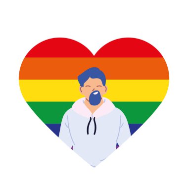 lgbti kalp vektör tasarımındaki adam karikatürü