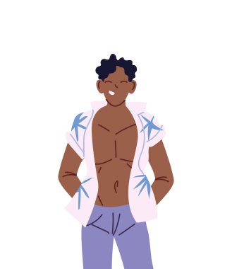 İzole edilmiş siyah adam çizgi film vektör tasarımı