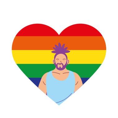 lgbti kalp vektör tasarımındaki adam karikatürü