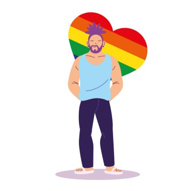 lgbti kalp vektör tasarımlı adam karikatürü