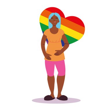 siyah kadın karikatürü lgbti kalp vektör tasarımı