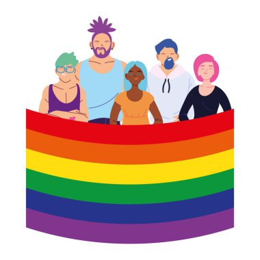 Igbti bayrak tasarımı olan kadın ve erkek çizgi filmleri