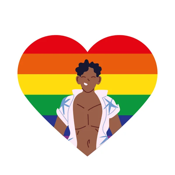 Μαύρο κινουμένων σχεδίων άνθρωπος στο σχεδιασμό διάνυσμα καρδιά Igbti — Διανυσματικό Αρχείο