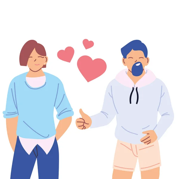 Lgtbi männer cartoons mit herzen vektordesign — Stockvektor