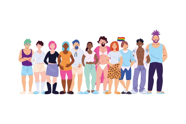 Isolated lgbti mujeres y hombres dibujos animados vector de diseño — Vector de stock