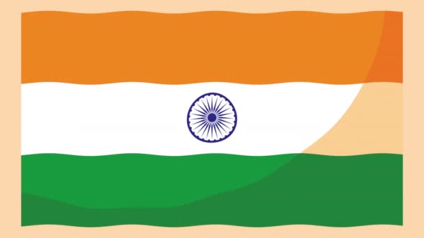 India celebración del día de la independencia con bandera — Vídeos de Stock