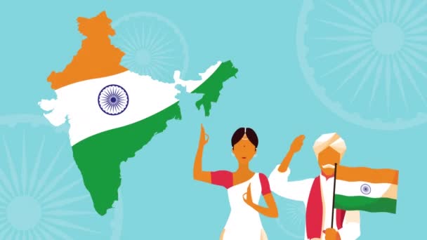 India indipendenza giorno celebrazione con coppia — Video Stock