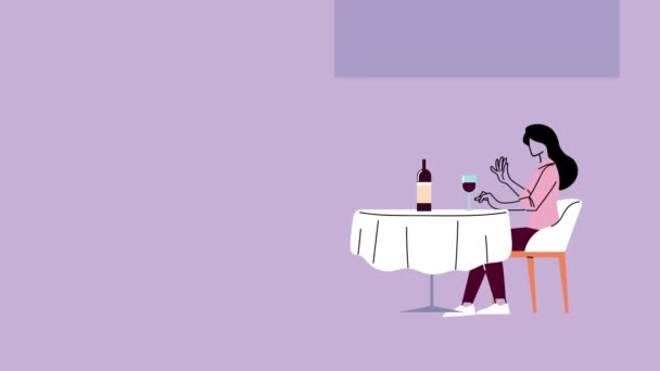 Protokol keselamatan hidup di restoran dengan pasangan makan — Stok Video