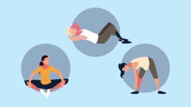 Genç kızlar egzersiz yapıyor.