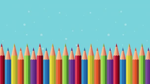 Вернуться в школу с цветными карандашами — стоковое видео