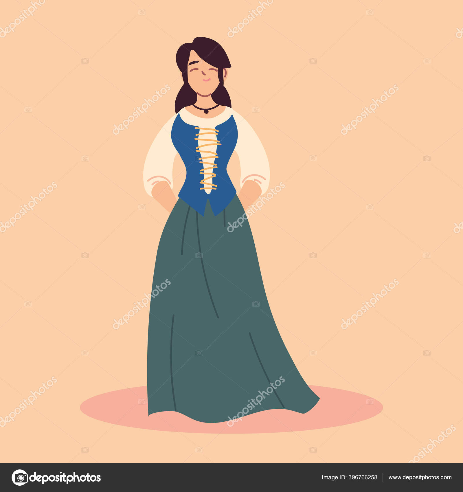 Carácter campesino medieval mujer, época medieval Vector de stock