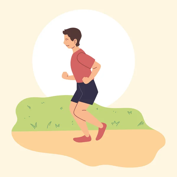 Férfi fut vagy kocog, szabadtéri tevékenység — Stock Vector