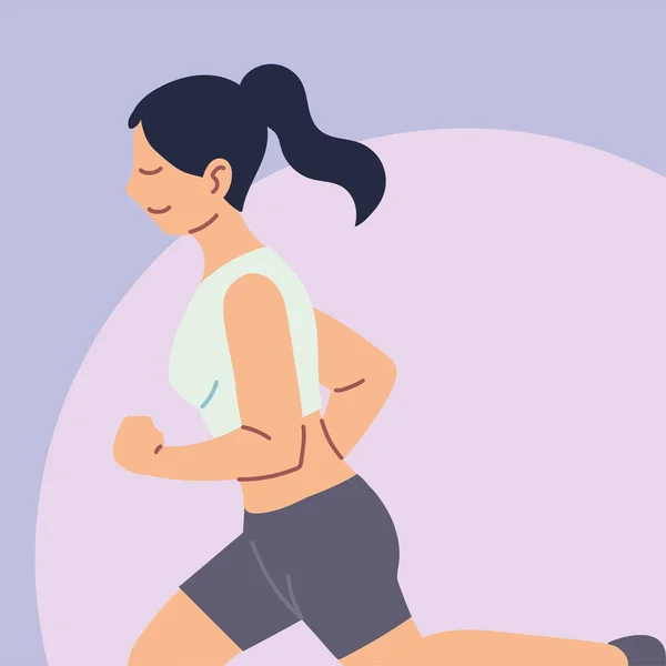 Frau läuft oder joggt, Aktivität im Freien — Stockvektor