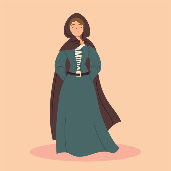 Жінка середньовічний селянський характер, середньовічна епоха — стоковий вектор