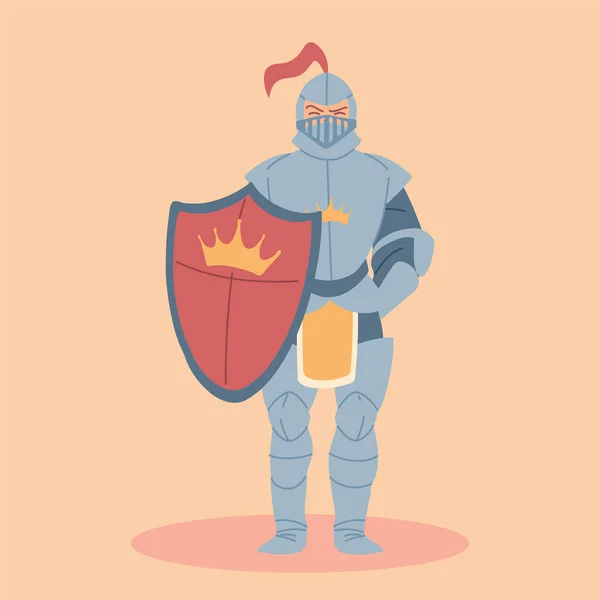 Cavaleiro medieval em armadura, traje de cavaleiro — Vetor de Stock
