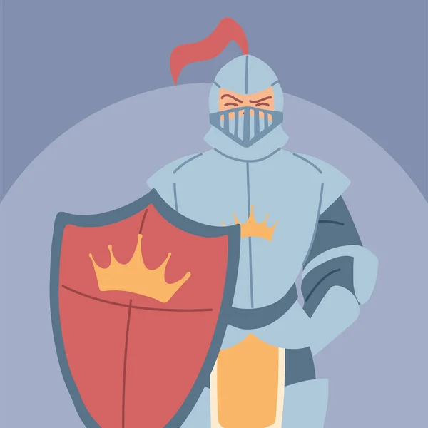 Средневековый рыцарь в доспехах, рыцарь в костюме — стоковый вектор