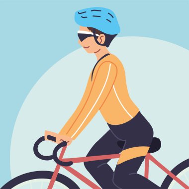 Adam bisiklet sürüyor, açık hava aktivitesi yapıyor.