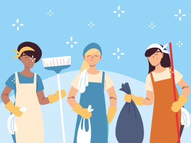 Hijyen personeli takım olarak çalışır, temizlikçiler temizlik yapar.