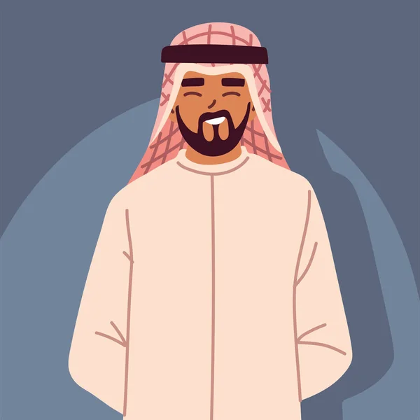 Portrait of arab man wearing thobe — Stock Vector