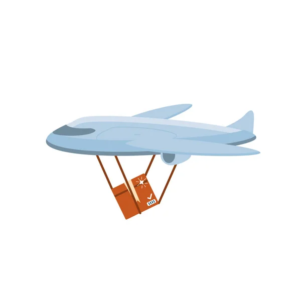 Transport av varor med flyg på vit bakgrund — Stock vektor