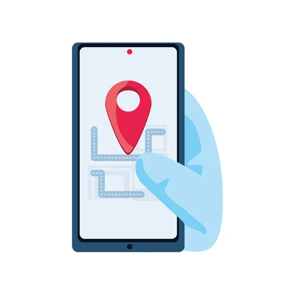 Gps mapa na tela do smartphone no fundo branco — Vetor de Stock