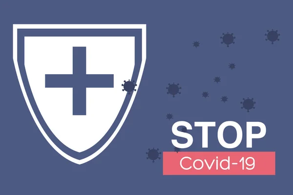 Detener covid 19, la lucha contra el coronavirus, pandemia médica con células peligrosas — Vector de stock