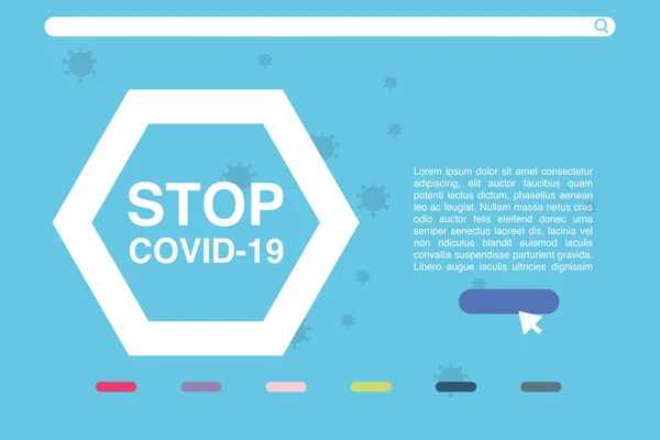 Detener covid 19, la lucha contra el coronavirus, pandemia médica con células peligrosas — Vector de stock