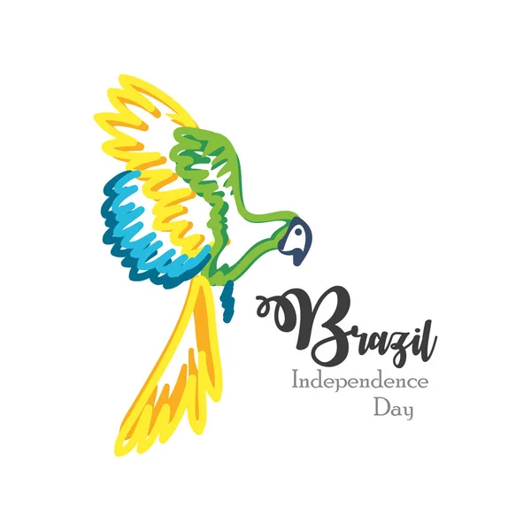 Fête de l'indépendance du Brésil avec perroquet — Image vectorielle