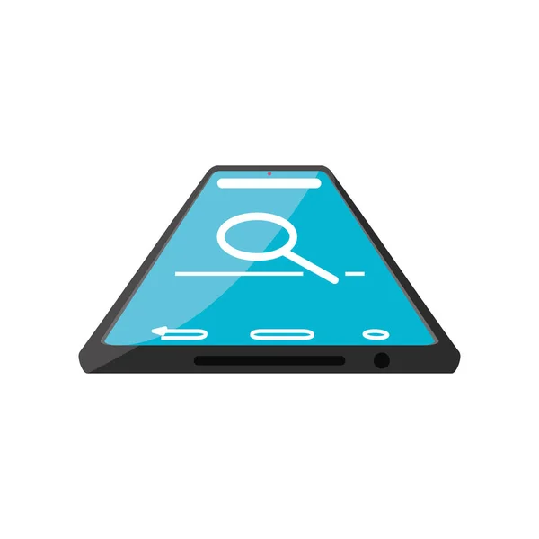 Scherm van smartphone met symbool van zoekopdracht — Stockvector