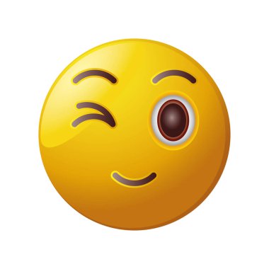 Beyaz arkaplanda göz kırpan ifade