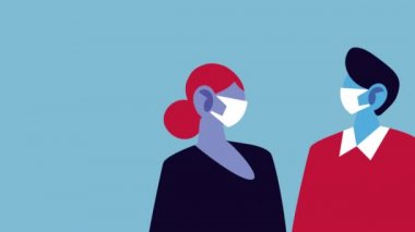 Covid19 için yüz maskesi kullanan bir grup insan.