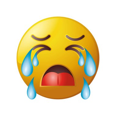 Beyaz arkaplanda mutsuz emoji