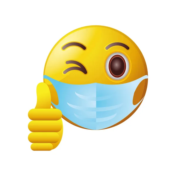 Emoticono con máscara médica en fondo blanco — Archivo Imágenes Vectoriales